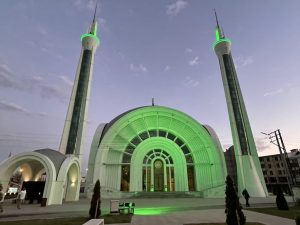 A well-lit mosque